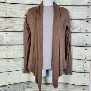 Express Women’s Brown Open Front Cardigan Sweater Small Rayon Cashmere Blend Dra